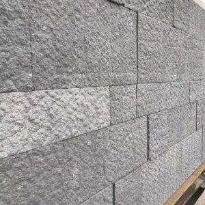 Rough hammered pineapple black limestone tiles for wall