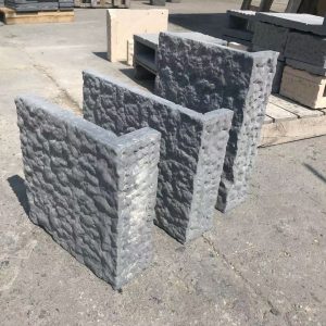 Rough hammered pineapple black limestone tiles for wall corner