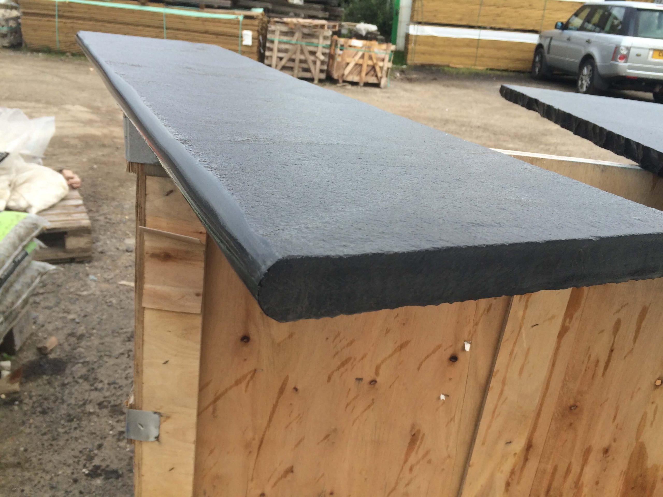 Black Limestone Bullnose steps